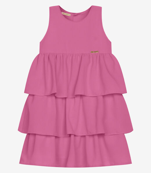 Vestido Infantil Chiffon Babados Trick Nick Rosa
