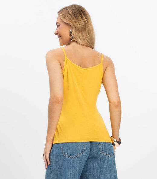 Blusa de Alça Feminina Viscotorcion Básica Rovitex Amarelo