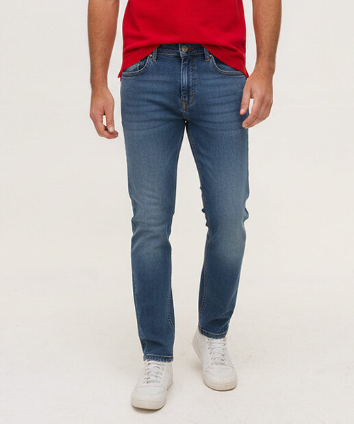 Calça Masculina Jeans Slim Bolsos 