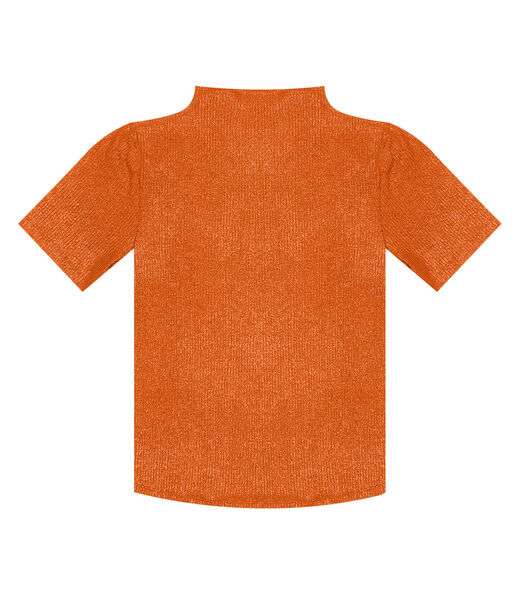 Blusa Gola Alta Em Ribana Canelada Lurex Rovitex Laranja