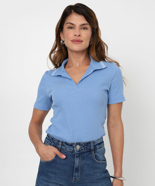 Image_Blusa Polo Feminina Canelada Marisa Azul