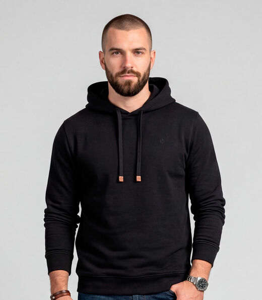 Camiseta Manga Longa Com Capuz Diametro Preto