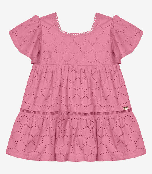 Vestido Infantil Menina Laise Coração Trick Nick Rosa
