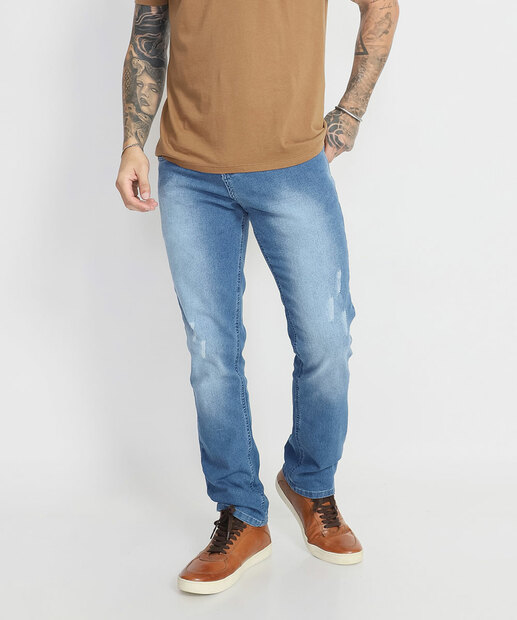 Calça Masculina Jeans Reta Puídos Biotipo