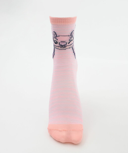 Kit 2 Meias Infantil Estampa Stitch Disney Rosa
