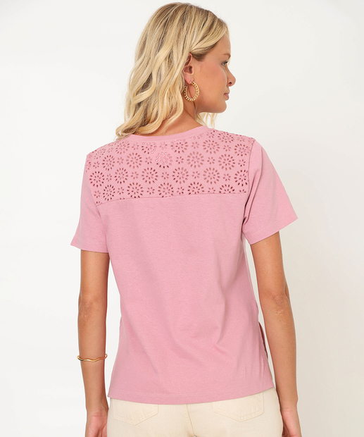 Blusa Feminina Recorte Manga Curta Marisa Rosa