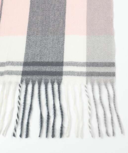 Cachecol Feminino Tricô Xadrez Marisa Cinza