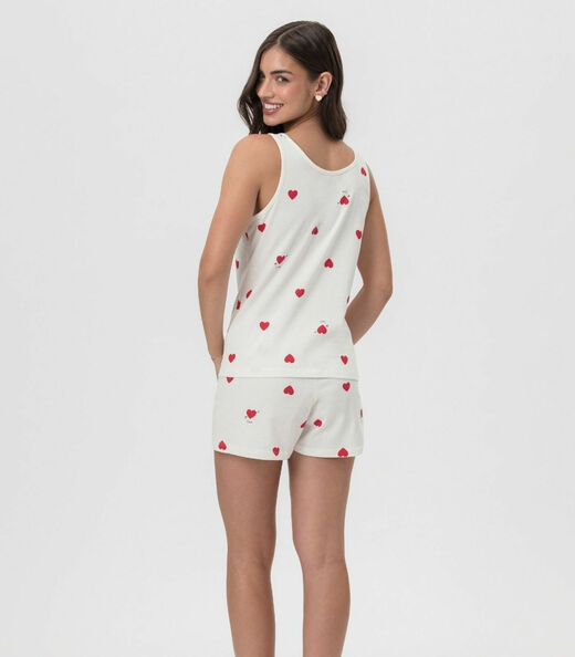 Short Doll Regata Corações Mensageira Da Paz Branco