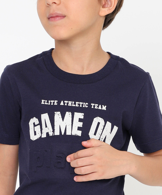 Camiseta Infantil Estampa Alto Relevo MR Tam 4 a 10 Azul