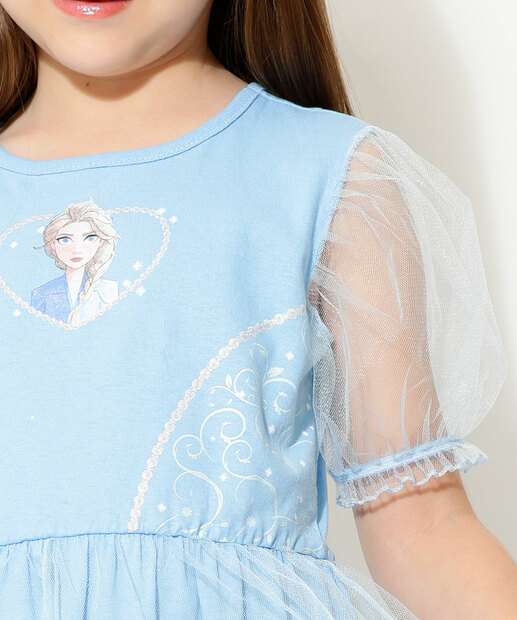 Vestido Infantil Fantasia Frozen Disney Tam 4 a 10