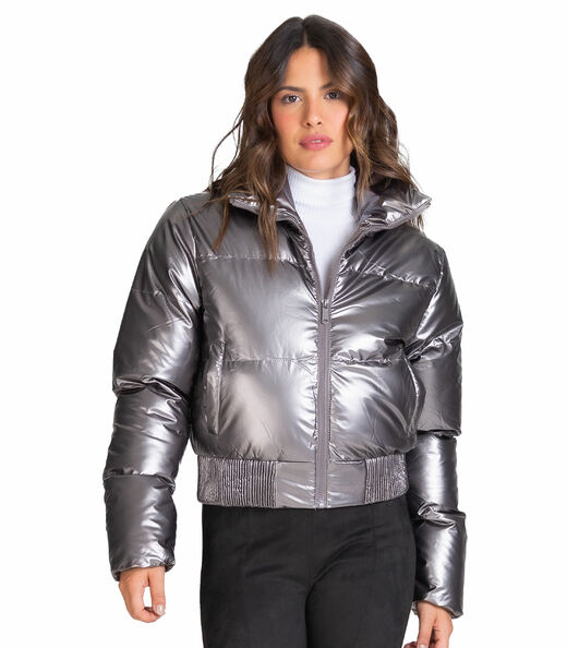 Jaqueta Puffer Feminina Metalizada Sea Surf Cinza