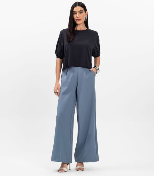 Blusa Manga Camponesa Feminina Rovitex Preto