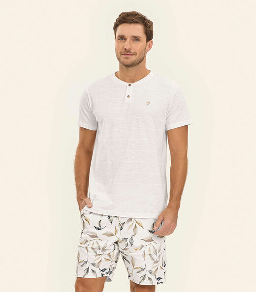 Camiseta Meia Malha Flamê Masculina Diametro Bege