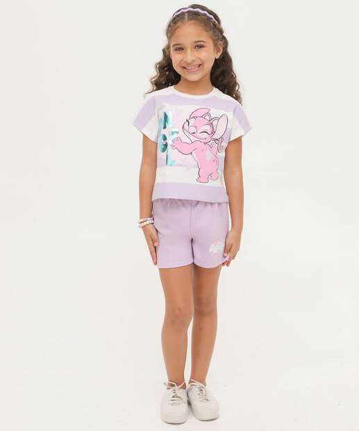 Conjunto Infantil Listrado Angel Disney Tam 4 a 10