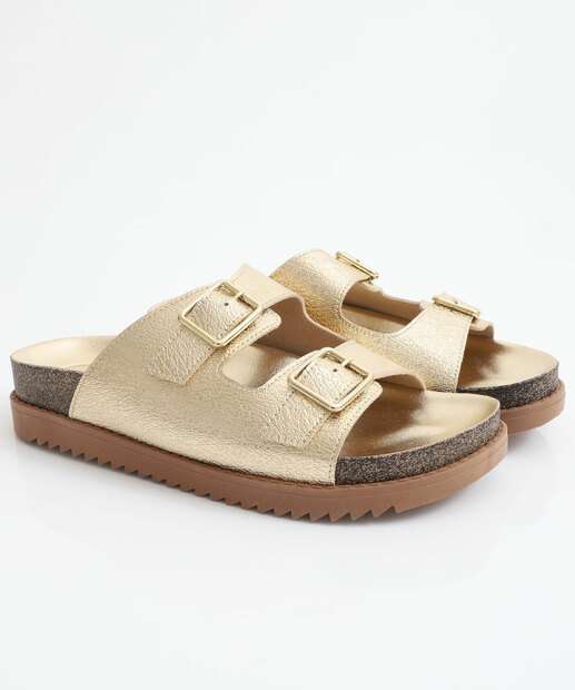 Rasteirinha Feminina Birken Metalizada Moleca Dourado