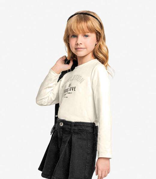 Conjunto Blusa com Shorts Saia Jeans Trick Nick Bege