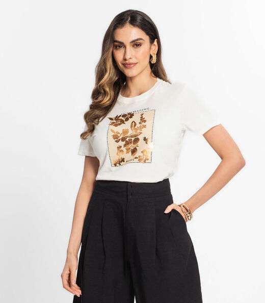 Blusa Estampada Feminina Select Bege