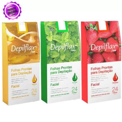 Folhas para Depilação Facial Morango Depilflax C/24 Unid