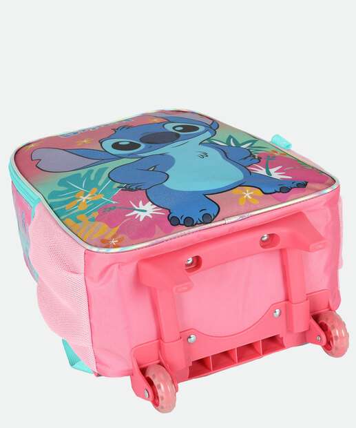 Mochila Mala Com Rodas Infantil Stitch E Angel Disney