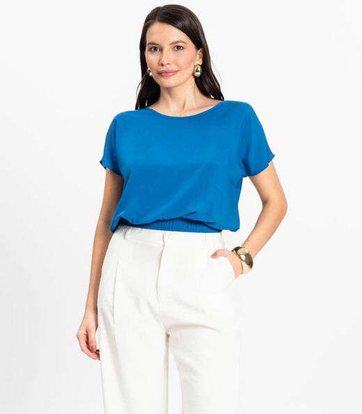 Image_Blusa Feminina manga curta Infinita Cor Azul