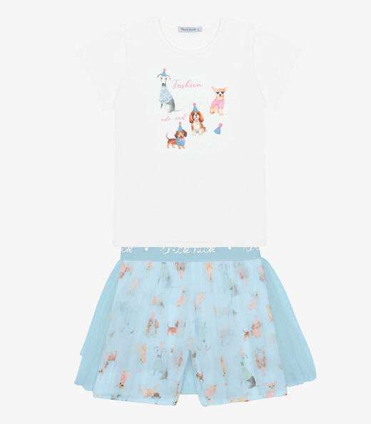 Image_Conjunto Infantil Blusa Com Shorts Saia Trick Nick Branco