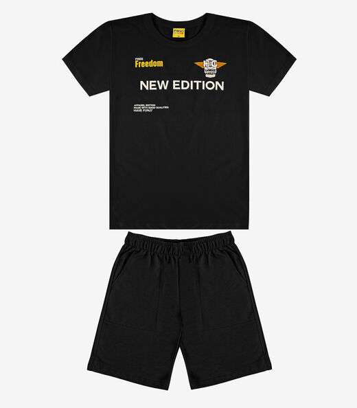 Conjunto Camiseta com Bermuda Rovitex Kids Preto