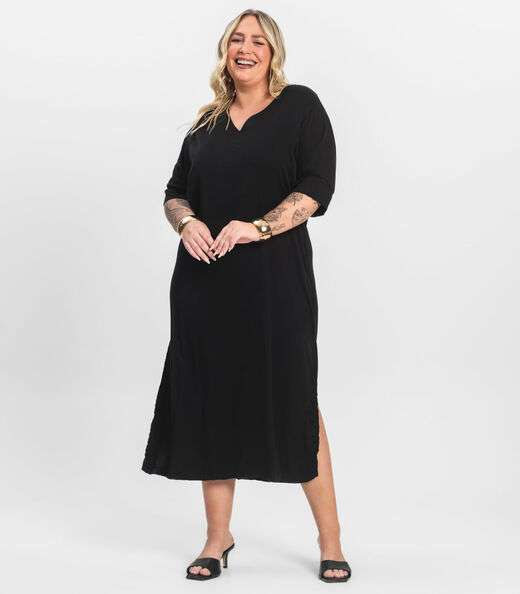 Image_Vestido Manga Curta em Viscose Secret Glam Preto