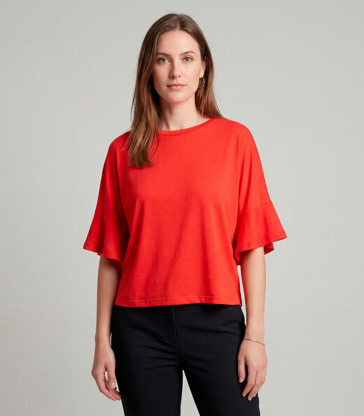 Blusa Feminina em Visco Tricot Infinita Cor Laranja