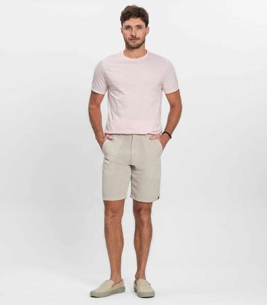 Bermuda Maculina Sarja Com Bolsos Shift Bege