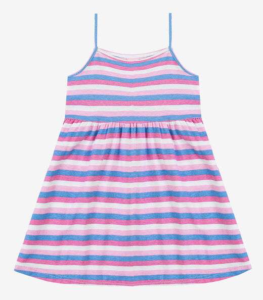 Vestido Infantil Estampado de Alcinha Biju Kids Rosa