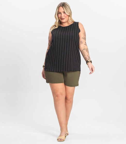Regata Feminina Plus Size em Visco Secret Glam Preto