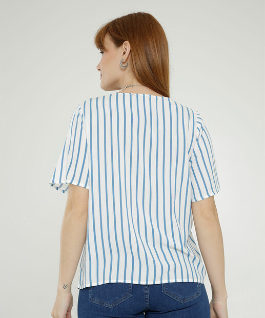 Blusa Feminina Listrada Manga Curta Marisa