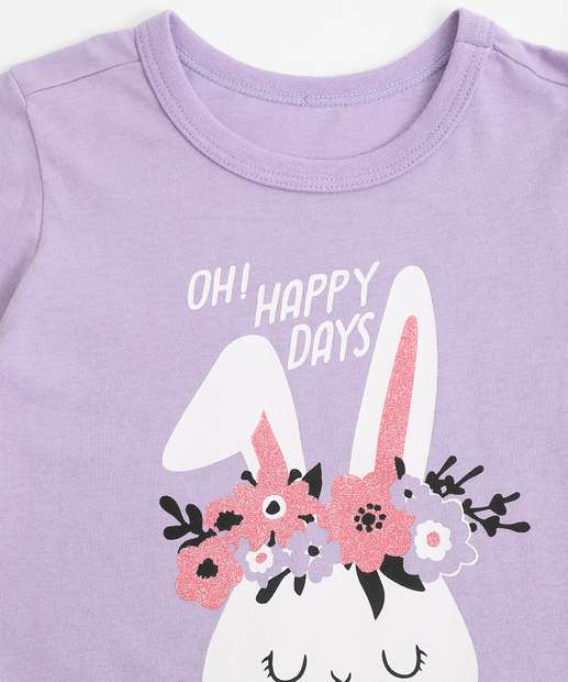 Camiseta Infantil Coelho Marisa Tam 1 a 3 Lilás