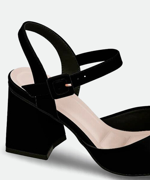 Scarpin Feminino Bico Fino Salto Grosso Bebecê 