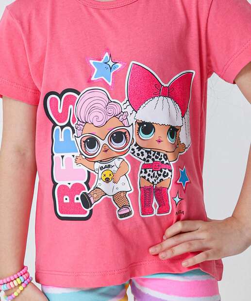 Blusa Infantil Lol e Amigas Tam 4 a 10 Rosa