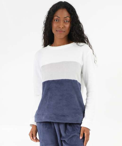 Pijama Feminino Plush Manga Longa Recorte Marisa