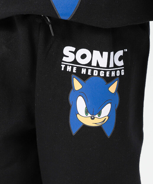Calça Infantil Jogger Moletom Sonic Tam 4 a 10 Preto