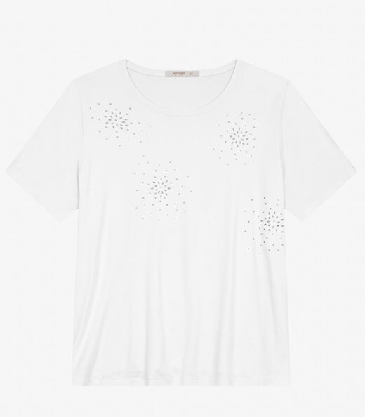 Blusa Manga Curta em Viscotorcion Secret Glam Branco