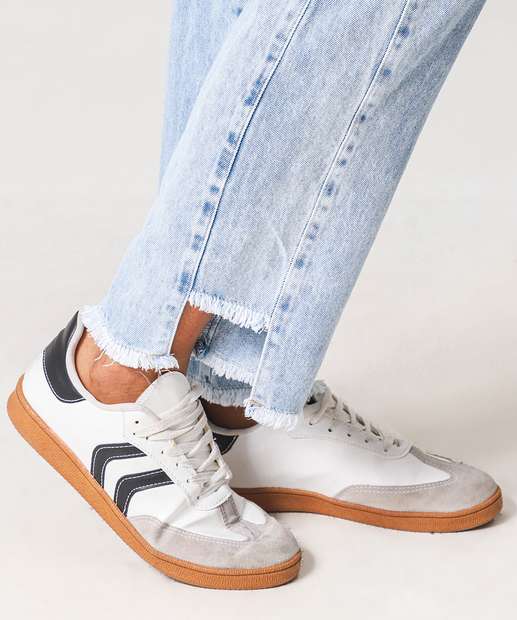 Calça Jeans Reta Feminina Barra Assimétrica Marisa Azul