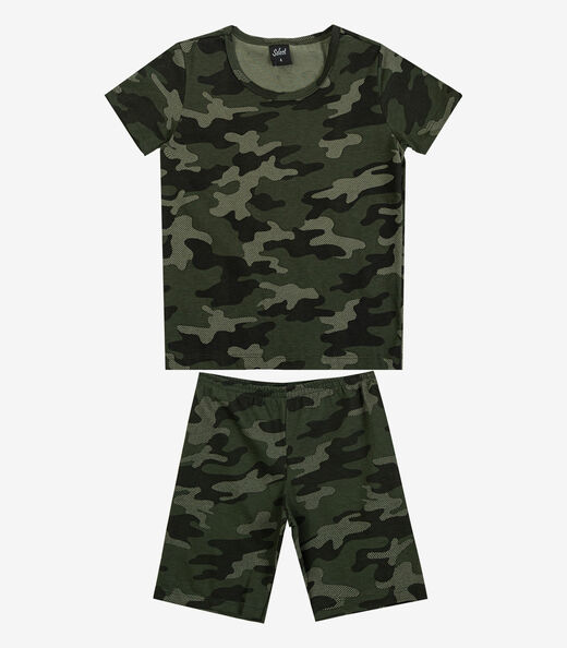 Pijama Infantil Camiseta e Bermuda Select Verde