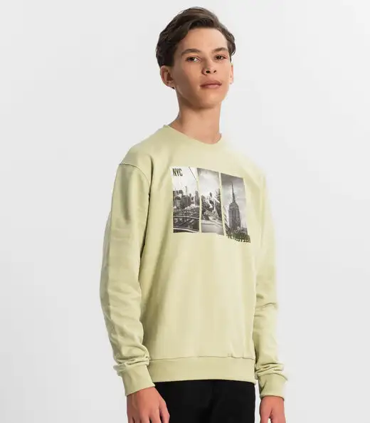 Blusão Juvenil Menino Em Moletom Minty Verde