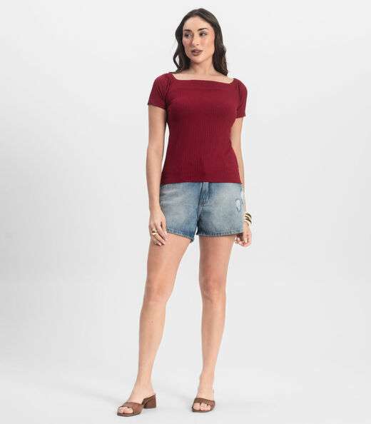 Blusa Feminina Canelada Infinita Cor Vermelho