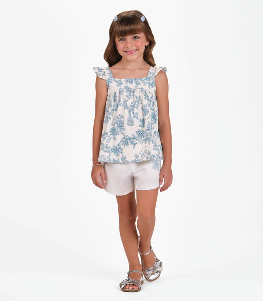 Conjunto Bata com Shorts Menina Trick Nick Azul
