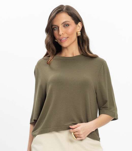 Blusa Feminina Manga Curta em Molecotton Endless Verde