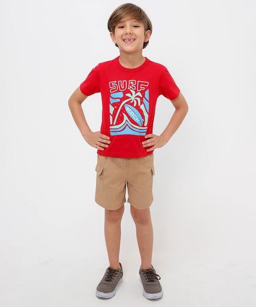 Camiseta Infantil Estampa MR Tam 4 a 10 Vermelho