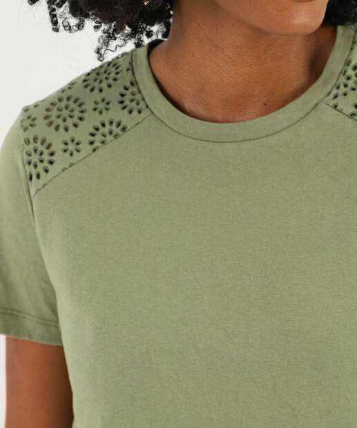 Blusa Feminina Recorte Manga Curta Marisa Verde