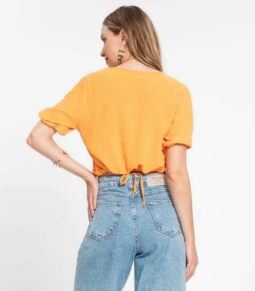 Blusa Cropped Feminina Decote V Rovitex Marrom