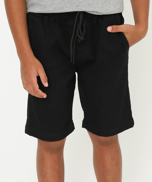 Bermuda Infantil Jeans Bolsos Tam 4 a 8 Preto