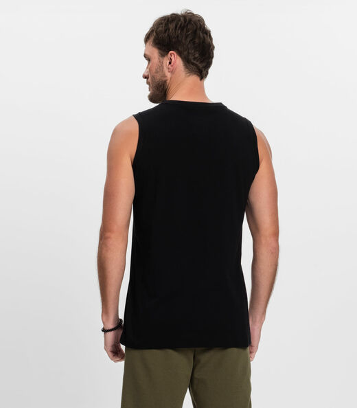 Regata Masculina Básica Meia Malha Diametro Preto