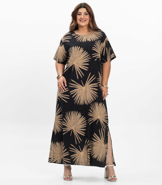 Vestido Super Midi Feminino Plus Size Secert Glam Preto